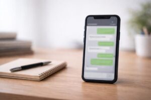 電話がつながらないときにメッセージなど別手段で連絡するイメージ