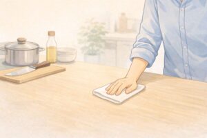 丁寧に準備されたキッチンのイラスト