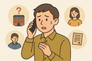 賃貸審査後に連絡がなく電話で確認する男性のイラスト