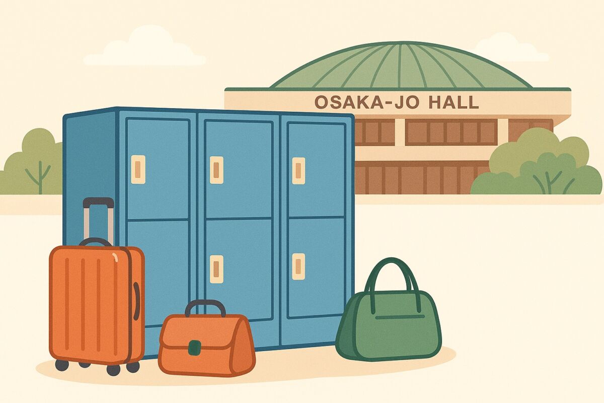 大阪城ホールとロッカーをモチーフにしたアイキャッチイラスト