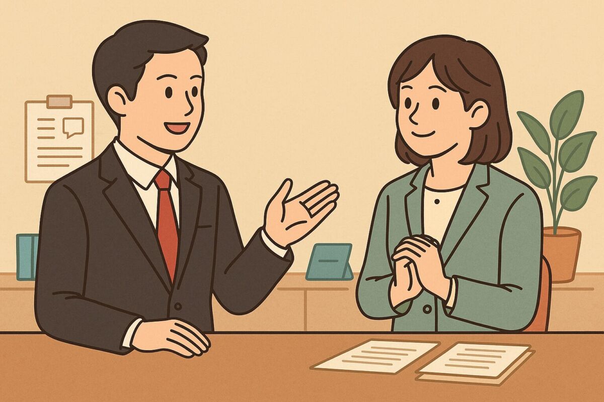 ビジネスシーンで相手の子供を敬って表現するイメージイラスト