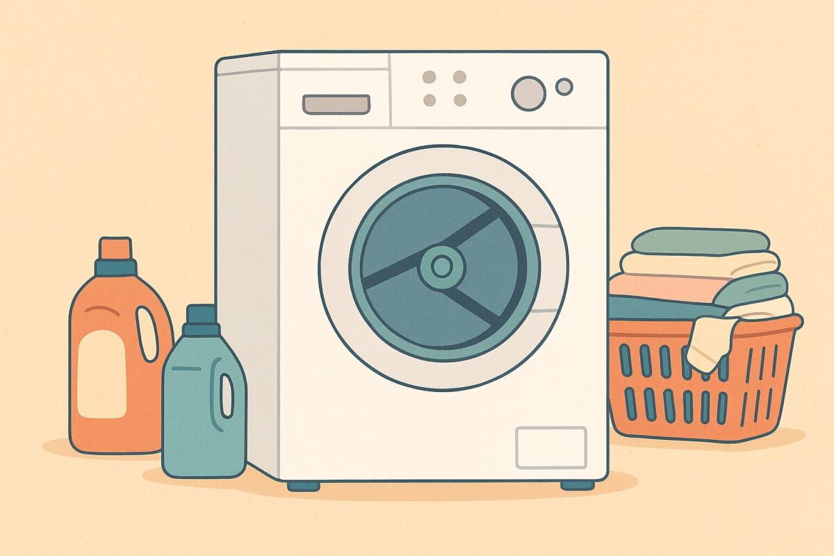 洗濯機のベルト交換に関する費用とタイミングを直感的に示すアイキャッチイラスト