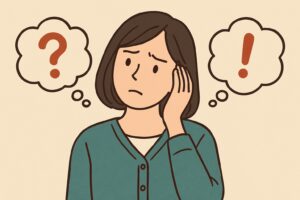 賃貸契約でよくあるトラブルに悩む女性のイラスト