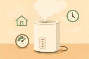 湿度計と加湿器を組み合わせた最適な使用条件のイメージイラスト