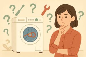 洗濯機ベルト交換に関するよくある質問をイメージ化したイラスト