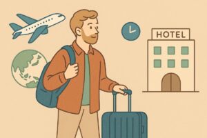 海外から到着する旅行者のイラスト