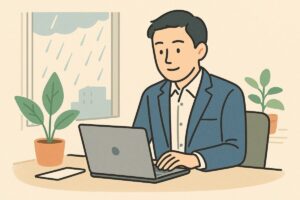 ビジネスメールで配慮を伝える場面を象徴するイラスト