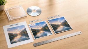 普通紙と光沢紙で印刷したCDジャケットを比較した画像