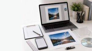 CDジャケットを印刷する前に最終確認を行っているイメージ画像