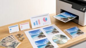 コンビニでCDジャケットを印刷する際の料金をイメージした画像