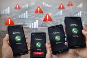 電話回線が混雑してつながりにくいイメージ