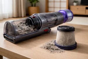 フィルター汚れによってダイソンの負担が増える様子を表した画像