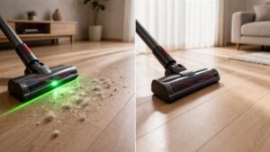 レーザーありとなしでゴミの見え方を比較した様子
