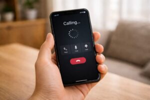 スマートフォンの通話画面がつながらない状態