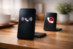 通話中と着信拒否の違いを示すイメージ