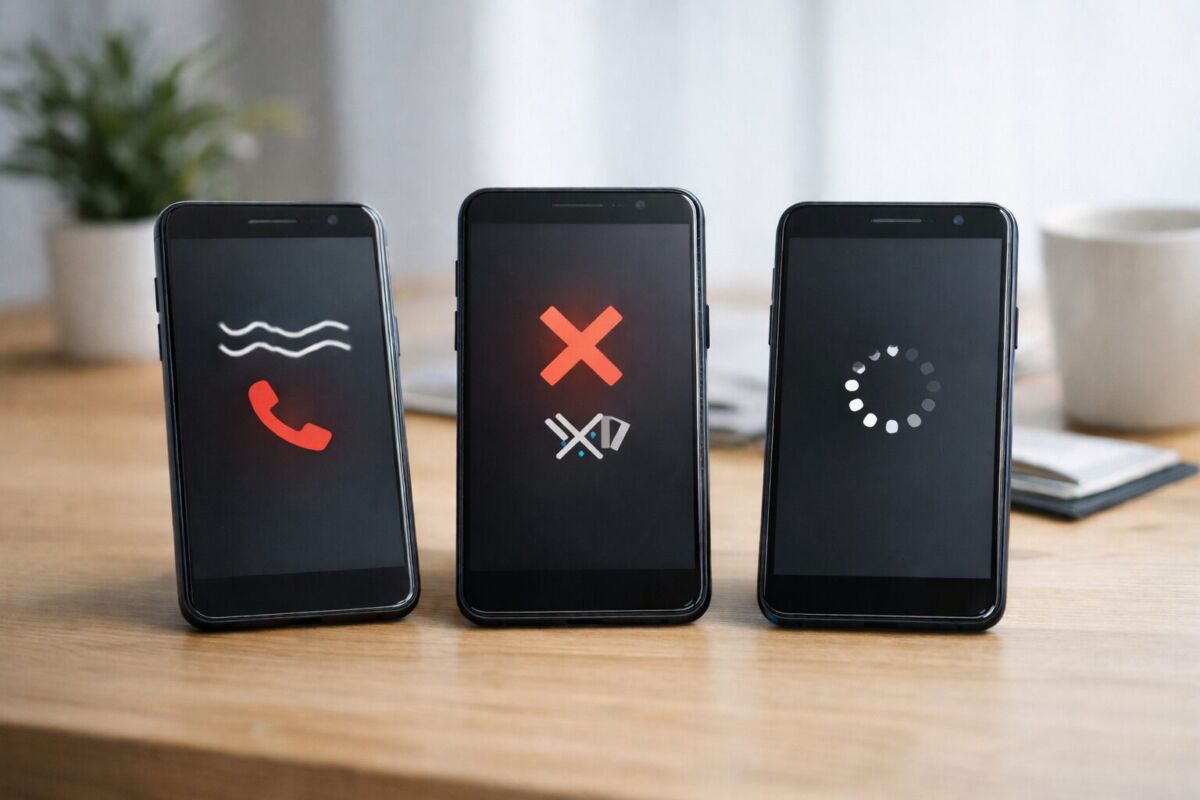 電話が繋がらない原因を示すスマホ画面のイメージ